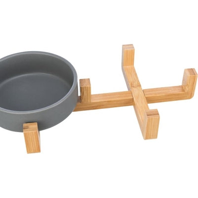 Trixie Trinkschale Set Keramik Grau / Holz