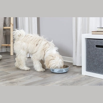 Trixie Futterschale Wasserschale Flach Edelstahl / Kunststoff / Gummi Blau / Grau