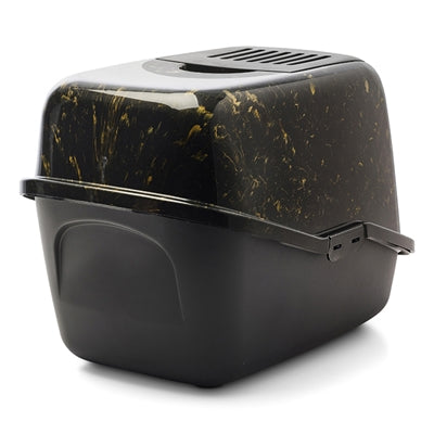 Savic Katzentoilette Nestor Marmor Schwarz/Gold